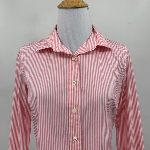 J Crew Haberdashery Shirt Women XS Extra Small Multi Stretch Striped Oxford - Picture 3 of 10